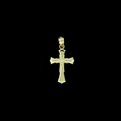 Real 10K Yellow Gold Diamond Cut Cross Charm Pendant & 2.5mm Rope Chain Necklace Set