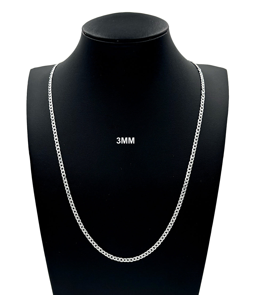 3MM Real Solid 925 Sterling Silver Curb Cuban Link Chain Pendant Necklace UNISEX