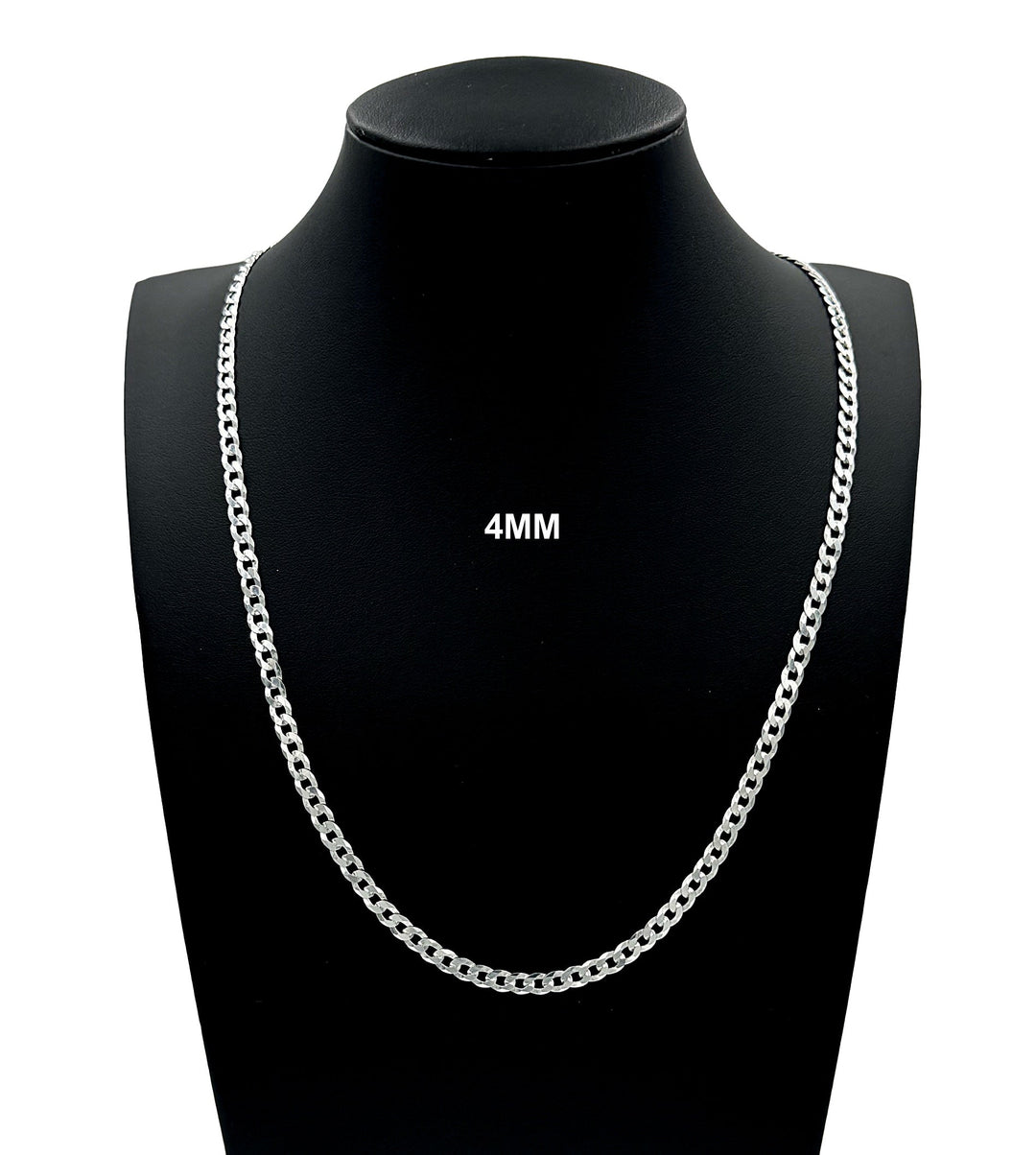 4MM Real Solid 925 Sterling Silver Curb Cuban Link Chain Pendant Necklace UNISEX