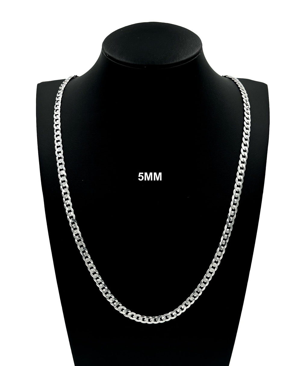 5MM Real Solid 925 Sterling Silver Curb Cuban Link Chain Pendant Necklace UNISEX