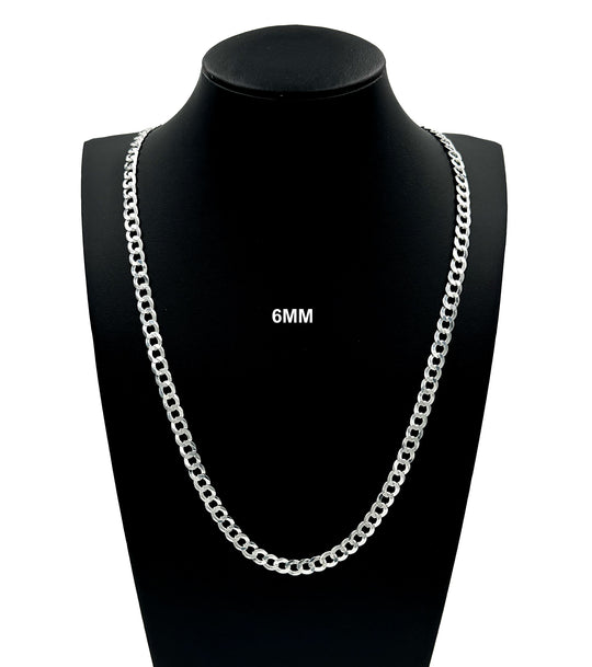 6MM SOLID 925 Sterling Silver Cuban Curb Link Chain Necklace or Bracelet ITALY