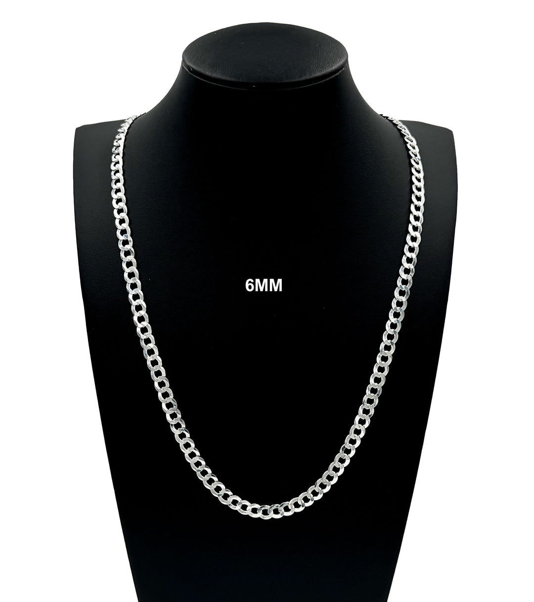 6MM Real Solid 925 Sterling Silver Curb Cuban Link Chain Pendant Necklace UNISEX