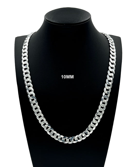 10MM SOLID 925 Sterling Silver Cuban Curb Link Chain Necklace or Bracelet ITALY