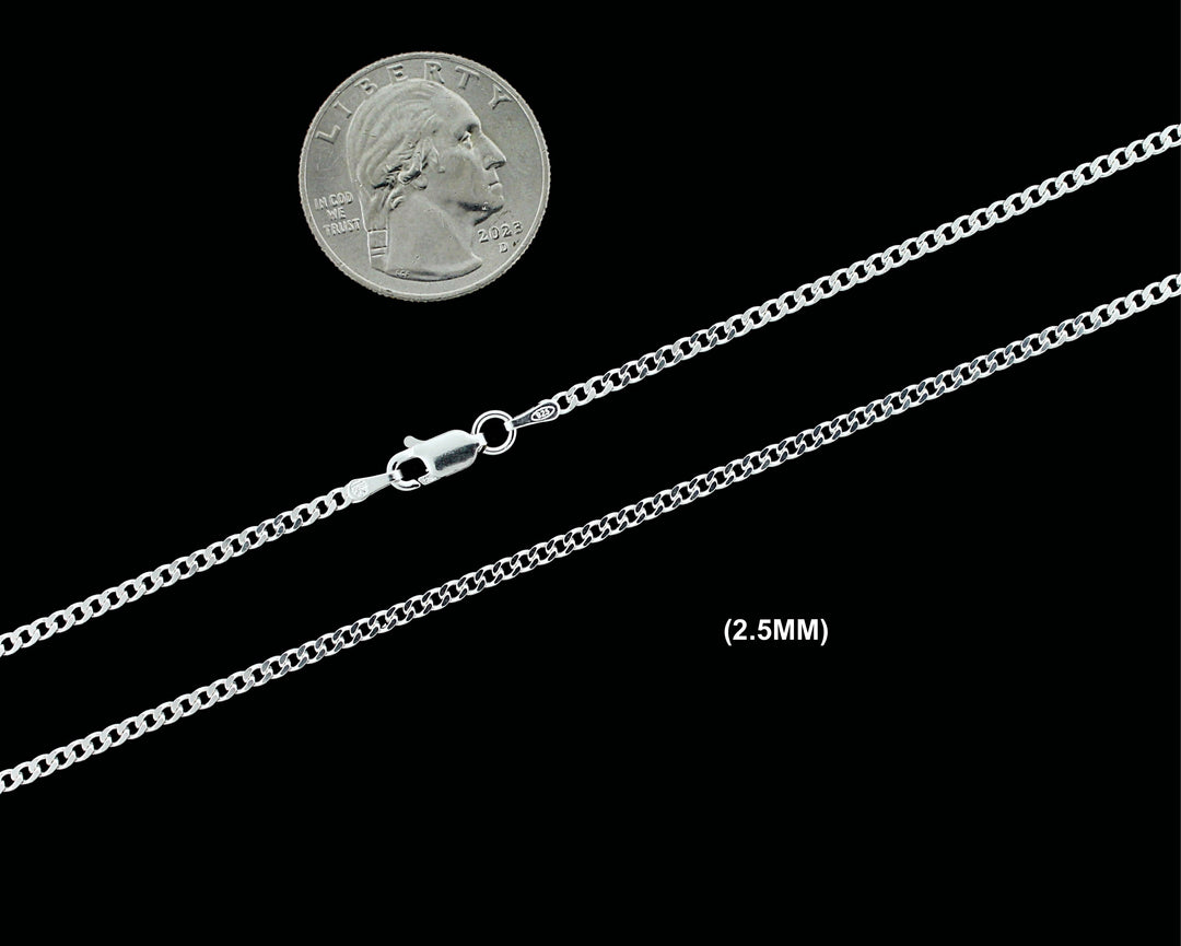 Real Solid 925 Sterling Silver Cuban Curb Link Chain Necklace Bracelet 2.5mm 3mm 4mm 5mm 6mm 7mm 8mm 9mm 10mm Gift For Men &amp; Women ITALY