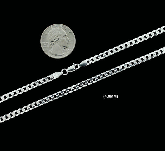 18" Italian 925 Sterling Silver Curb Link Chain – 1.5mm Stamped, Spring Ring Clasp