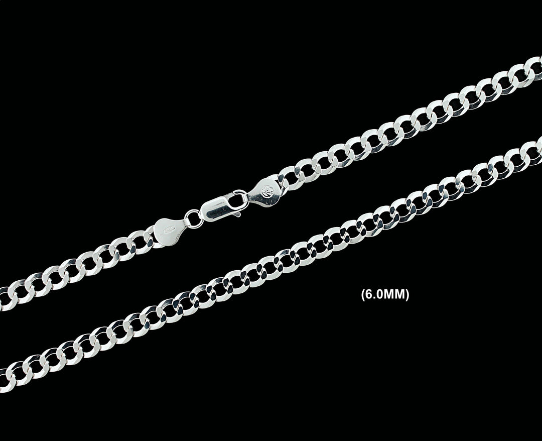 Real Solid 925 Sterling Silver Cuban Curb Link Chain Necklace Bracelet 2.5mm 3mm 4mm 5mm 6mm 7mm 8mm 9mm 10mm Gift For Men &amp; Women ITALY