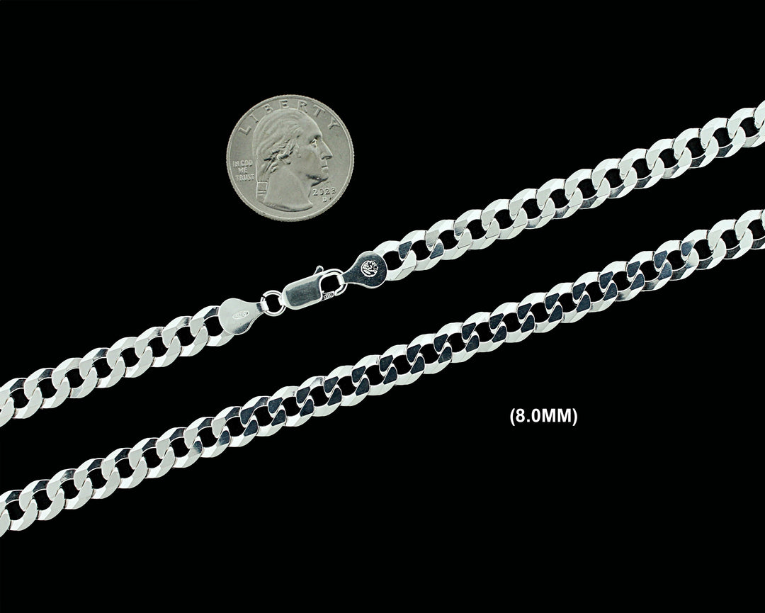 Real Solid 925 Sterling Silver Cuban Curb Link Chain Necklace Bracelet 2.5mm 3mm 4mm 5mm 6mm 7mm 8mm 9mm 10mm Gift For Men &amp; Women ITALY