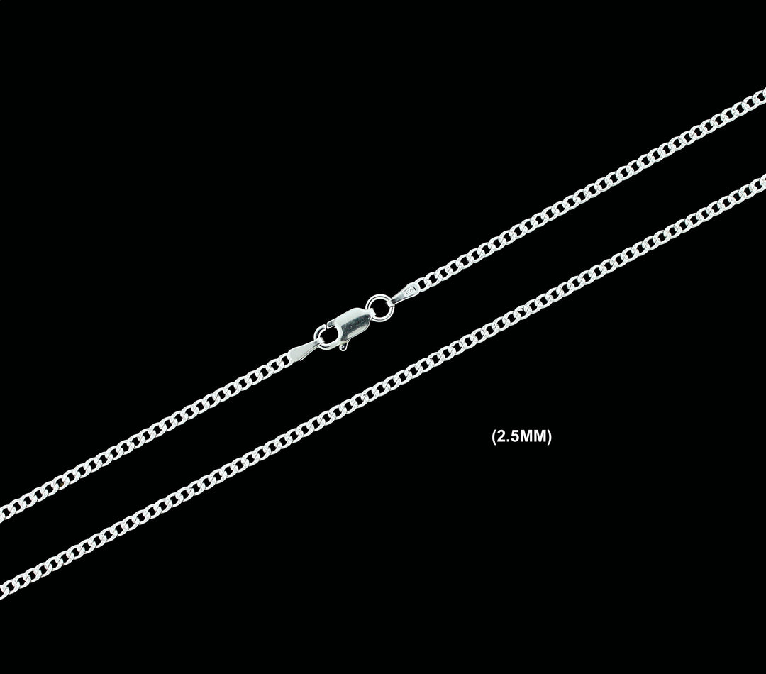 2.5MM Solid 925 Sterling Silver Diamond Cut Cuban Curb Chain Necklace or Bracelet ITALY