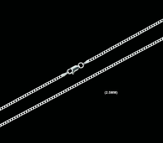 2.5MM Solid 925 Sterling Silver Diamond Cut Cuban Curb Chain Necklace or Bracelet ITALY