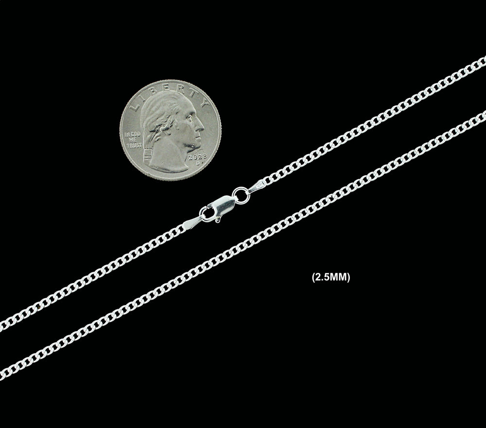 2.5MM Solid 925 Sterling Silver Diamond Cut Cuban Curb Chain Necklace or Bracelet ITALY