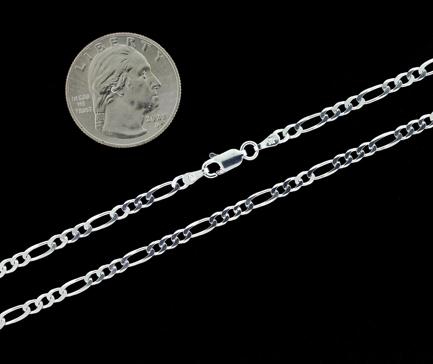 Real 3MM Solid 925 Sterling Silver Italian FIGARO LINK CHAIN Necklace UNISEX