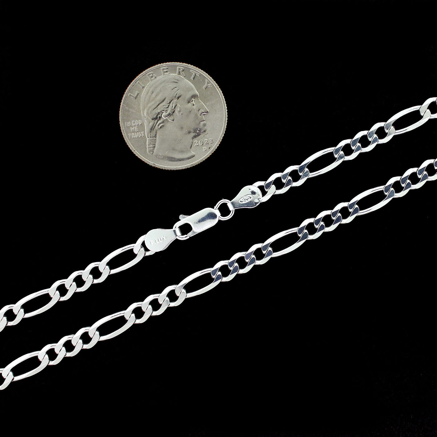 Real 5MM Solid 925 Sterling Silver Italian FIGARO LINK CHAIN Necklace UNISEX