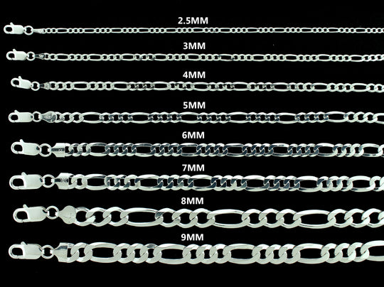 Real Solid 925 Sterling Silver Figaro Link Chain Necklace Bracelet 2.5mm 3mm 4mm 5mm 6mm 7mm 8mm 9mm Gift For Men &amp; Women ITALY