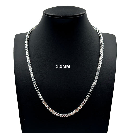 Real 3.5MM Solid 925 Sterling Silver Italian FRANCO LINK CHAIN Necklace UNISEX