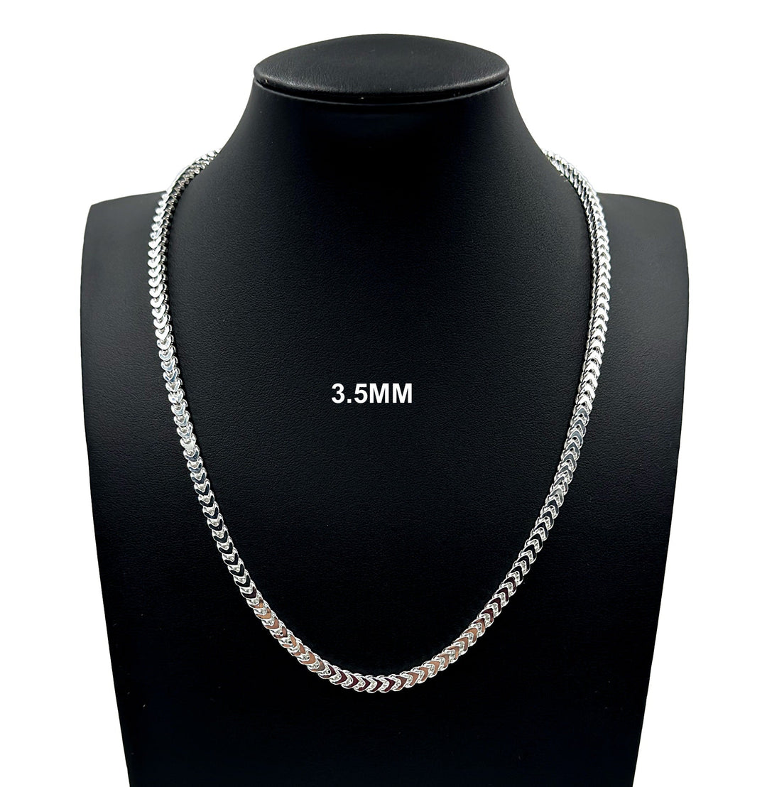 3.5MM Solid 925 Sterling Silver Franco Link Chain Necklace or Bracelet ITALY