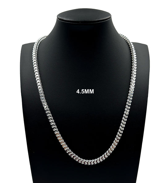Real 4.5MM Solid 925 Sterling Silver Italian FRANCO LINK CHAIN Necklace UNISEX