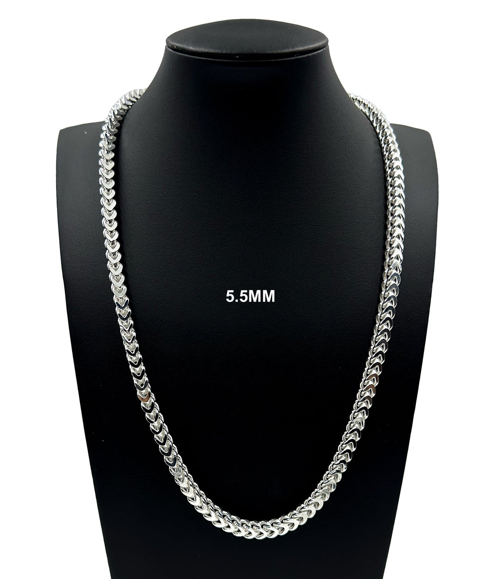 5.5MM Solid 925 Sterling Silver Franco Link Chain Necklace or Bracelet ITALY