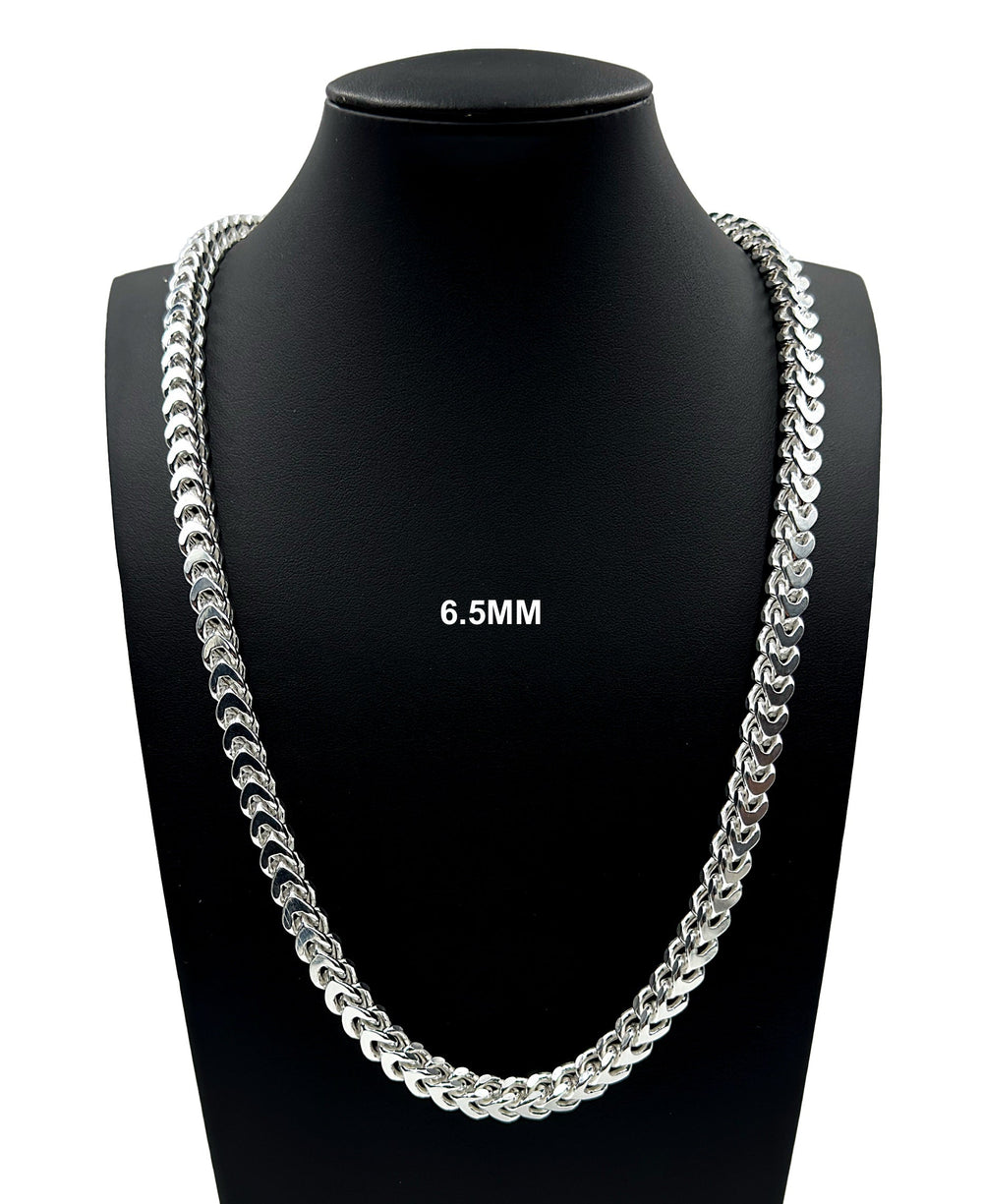 6.5MM Solid 925 Sterling Silver Franco Link Chain Necklace or Bracelet ITALY