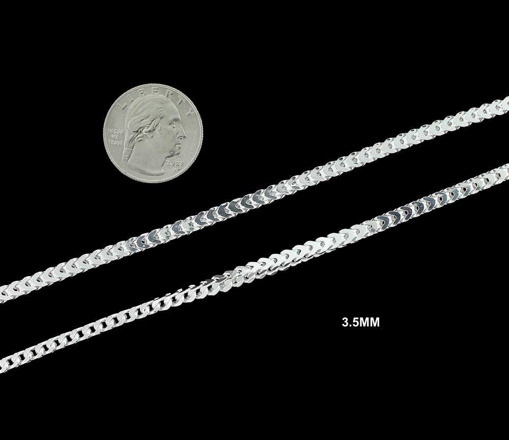 Real 3.5MM Solid 925 Sterling Silver Italian FRANCO LINK CHAIN Necklace UNISEX