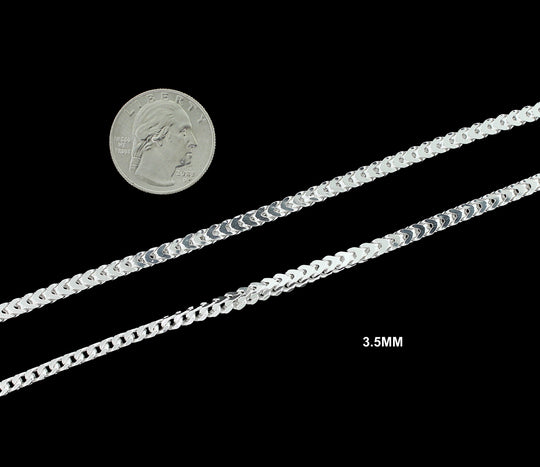Real 3.5MM Solid 925 Sterling Silver Italian FRANCO LINK CHAIN Necklace UNISEX