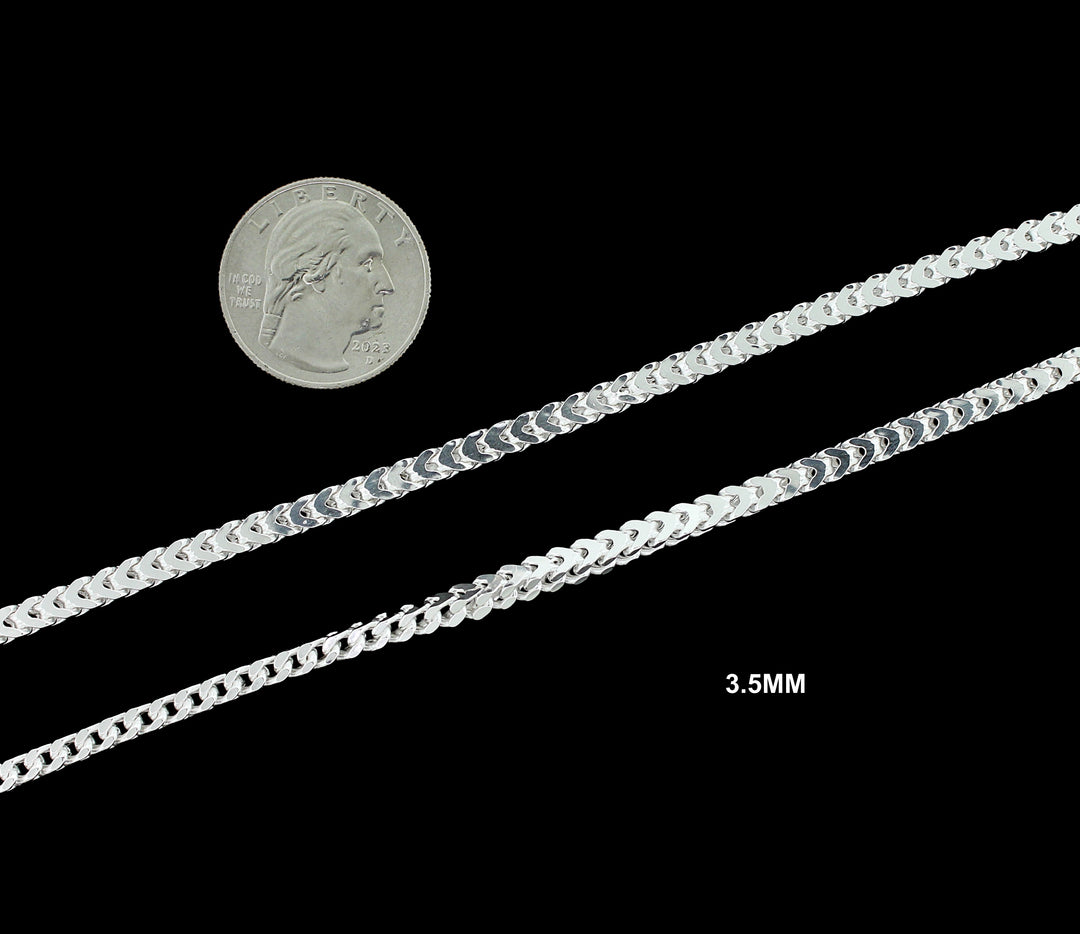 Real Solid 925 Sterling Silver Franco Link Chain Necklace Bracelet 2.5mm 3mm 3.5mm 4.5mm 5.5mm 6.5mm Gift For Men &amp; Women ITALY