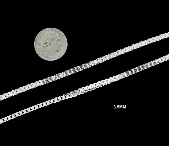 3.5MM Solid 925 Sterling Silver Franco Link Chain Necklace or Bracelet ITALY