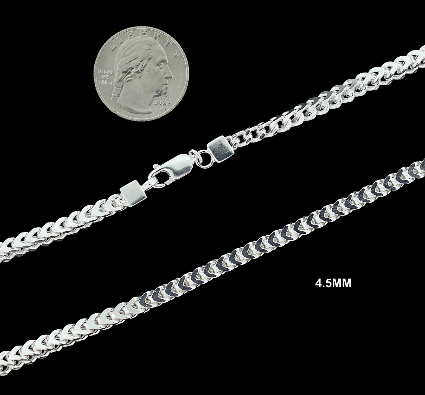 Real 4.5MM Solid 925 Sterling Silver Italian FRANCO LINK CHAIN Necklace UNISEX