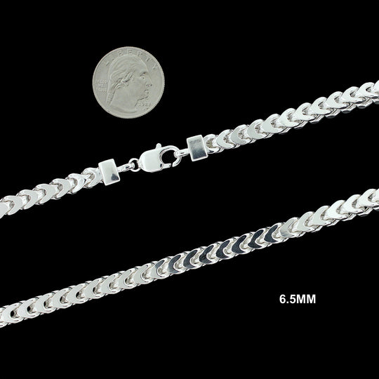 Real Solid 925 Sterling Silver Franco Link Chain Necklace Bracelet 2.5mm 3mm 3.5mm 4.5mm 5.5mm 6.5mm Gift For Men &amp; Women ITALY