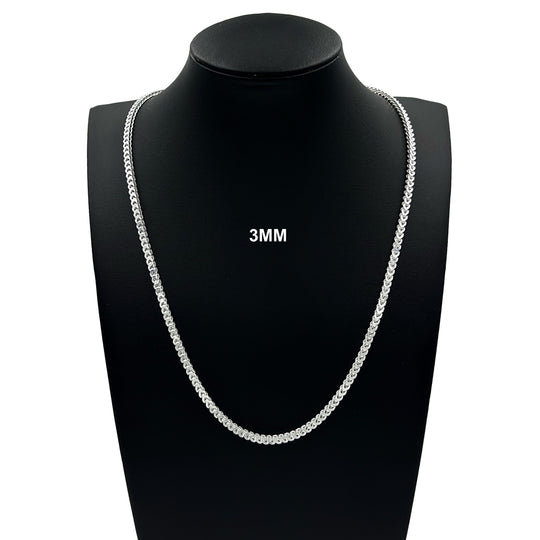 Real 3MM Solid 925 Sterling Silver Italian FRANCO LINK CHAIN Necklace UNISEX