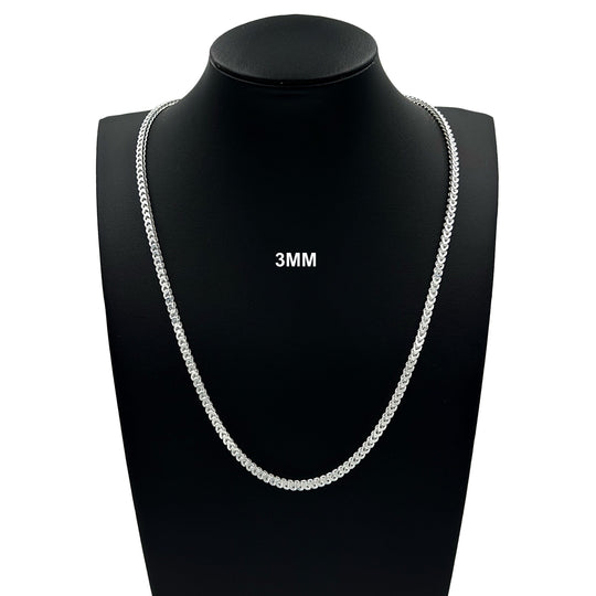 3MM Solid 925 Sterling Silver Franco Link Chain Necklace or Bracelet ITALY