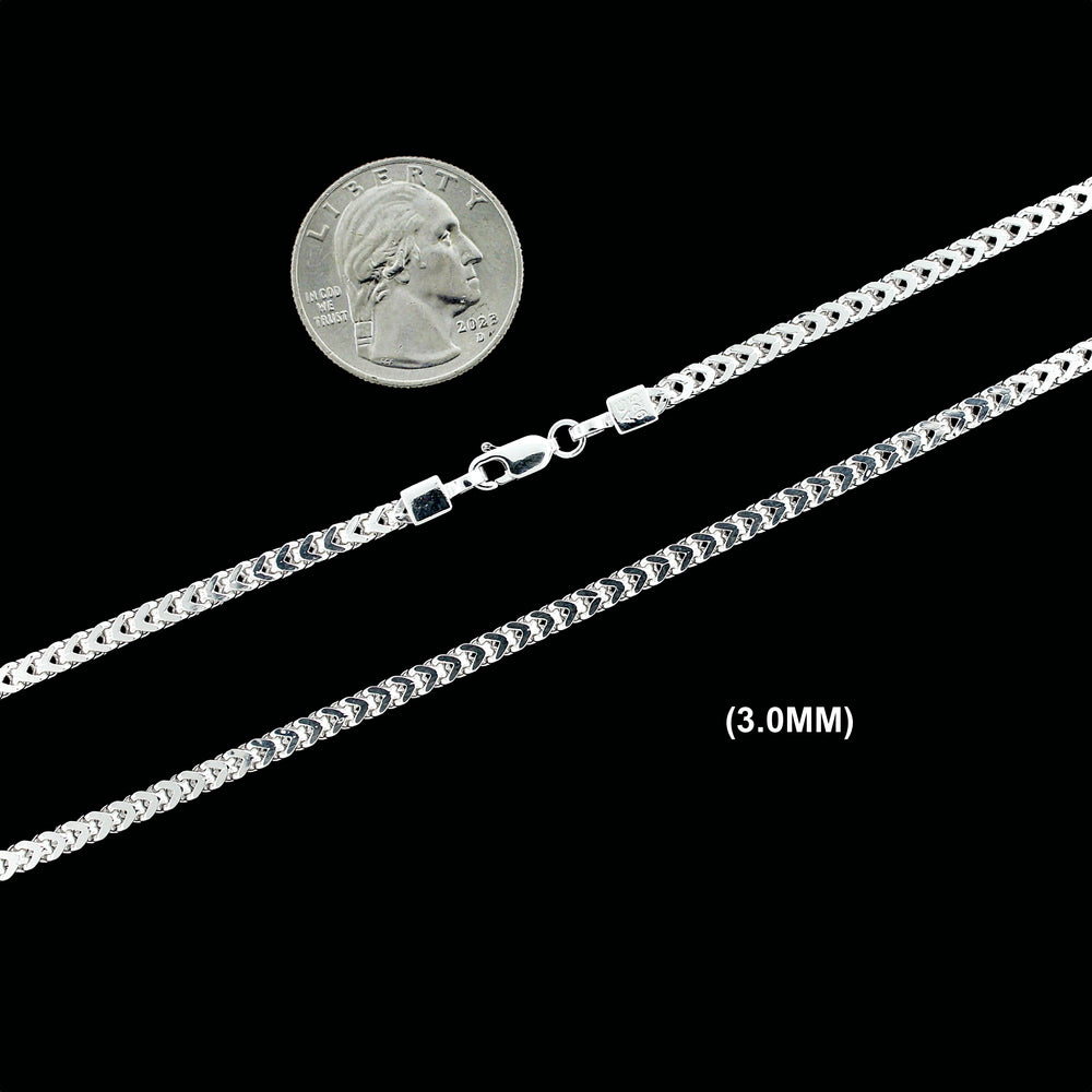 Real 3MM Solid 925 Sterling Silver Italian FRANCO LINK CHAIN Necklace UNISEX