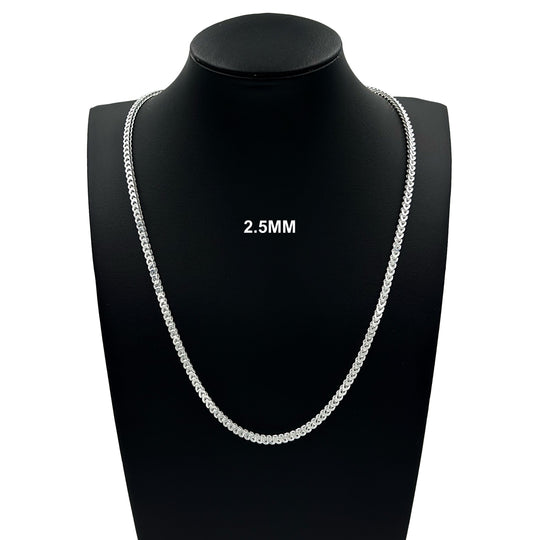 Real 2.5MM Solid 925 Sterling Silver Italian FRANCO LINK CHAIN Necklace UNISEX