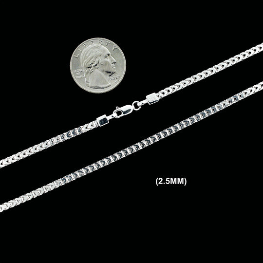 Real Solid 925 Sterling Silver Franco Link Chain Necklace Bracelet 2.5mm 3mm 3.5mm 4.5mm 5.5mm 6.5mm Gift For Men &amp; Women ITALY