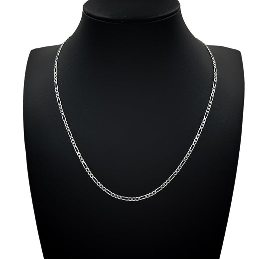 Real 2.5MM Solid 925 Sterling Silver Italian FIGARO LINK CHAIN Necklace UNISEX