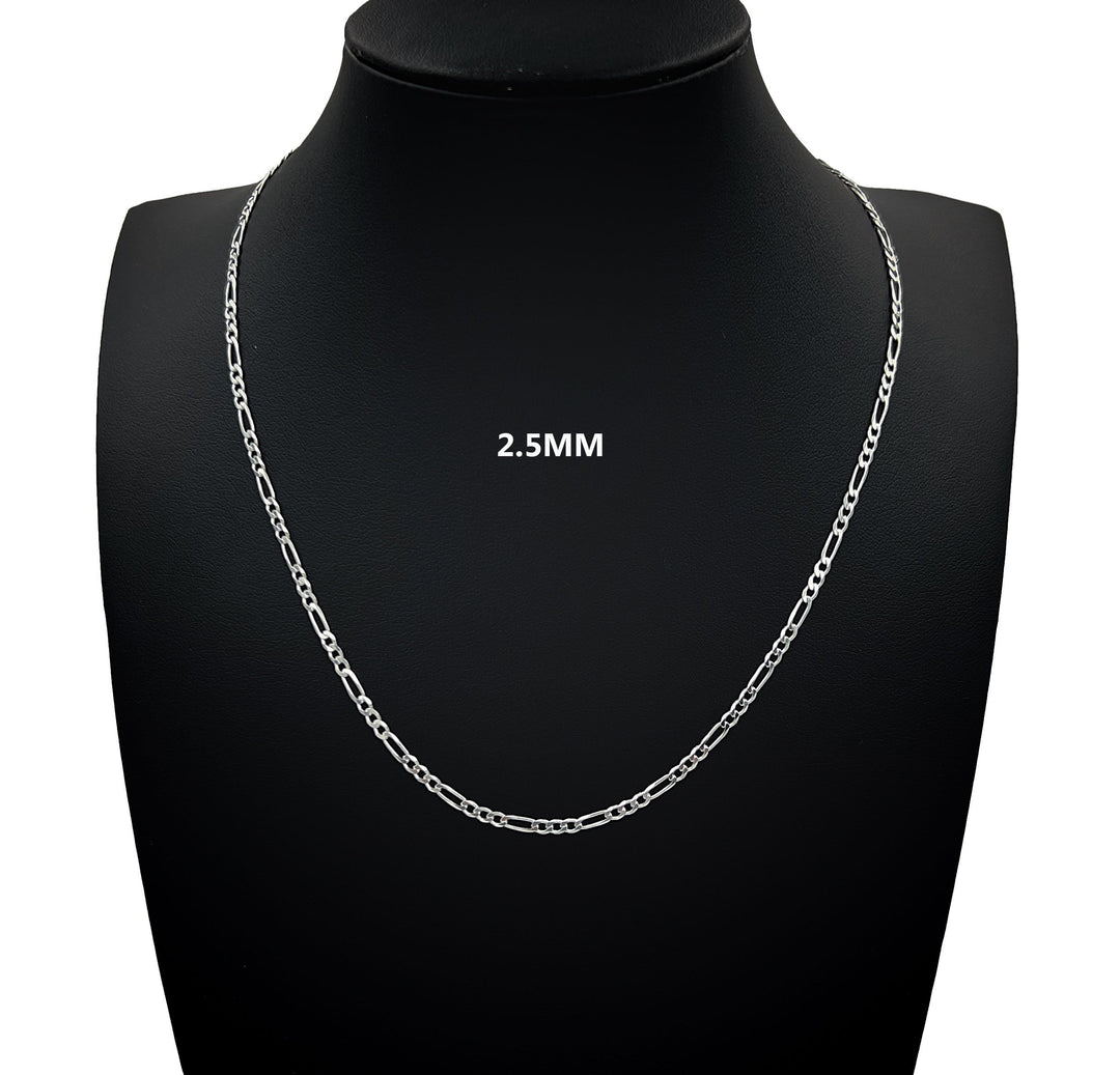2.5MM Solid 925 Sterling Silver Figaro Link Chain Necklace or Bracelet ITALY