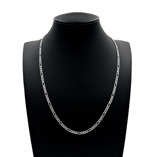 Real 3MM Solid 925 Sterling Silver Italian FIGARO LINK CHAIN Necklace UNISEX