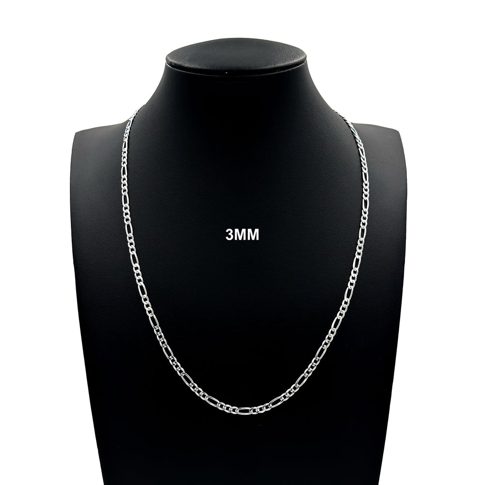 3MM Solid 925 Sterling Silver Figaro Link Chain Necklace or Bracelet ITALY