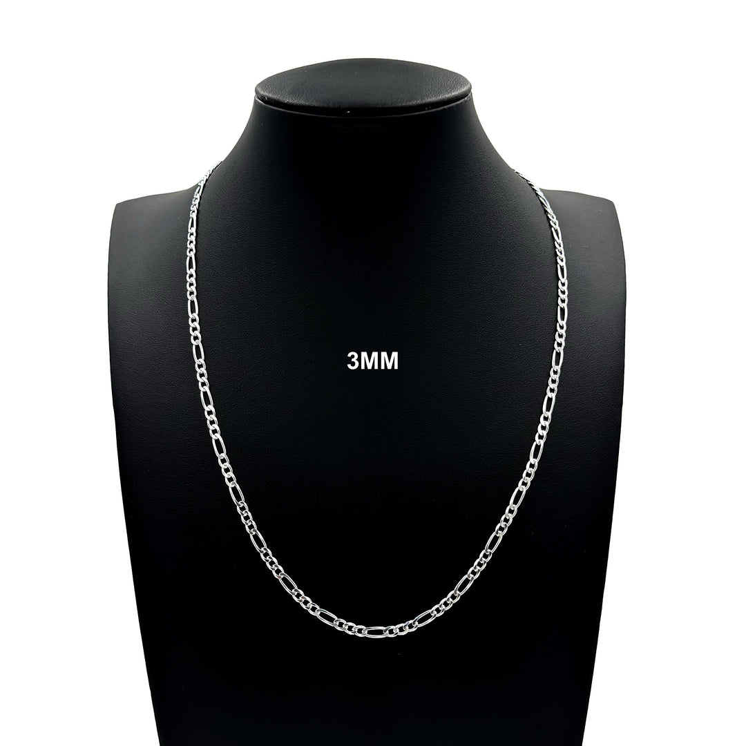 3MM Solid 925 Sterling Silver Figaro Link Chain Necklace or Bracelet ITALY