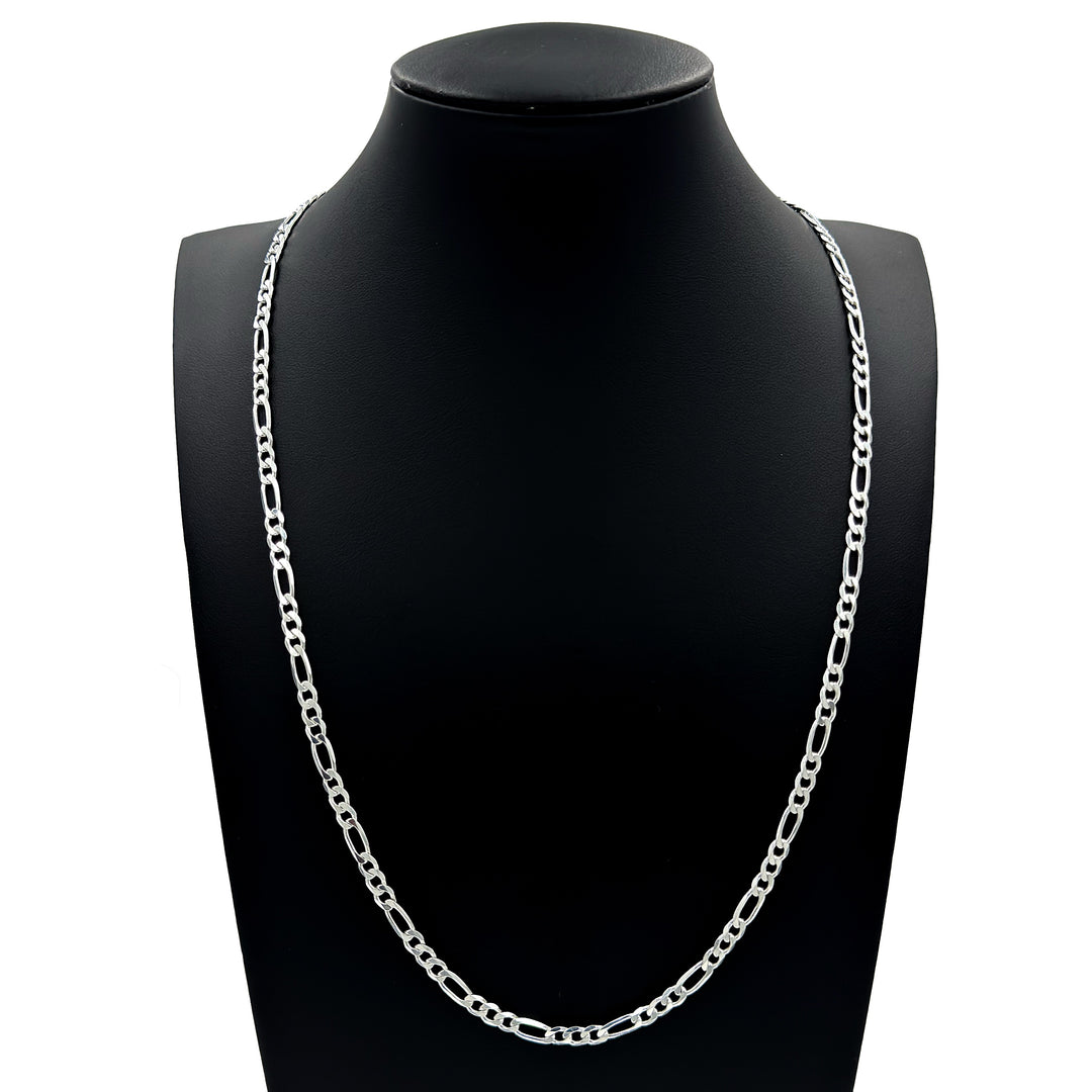 Real 4MM Solid 925 Sterling Silver Italian FIGARO LINK CHAIN Necklace UNISEX