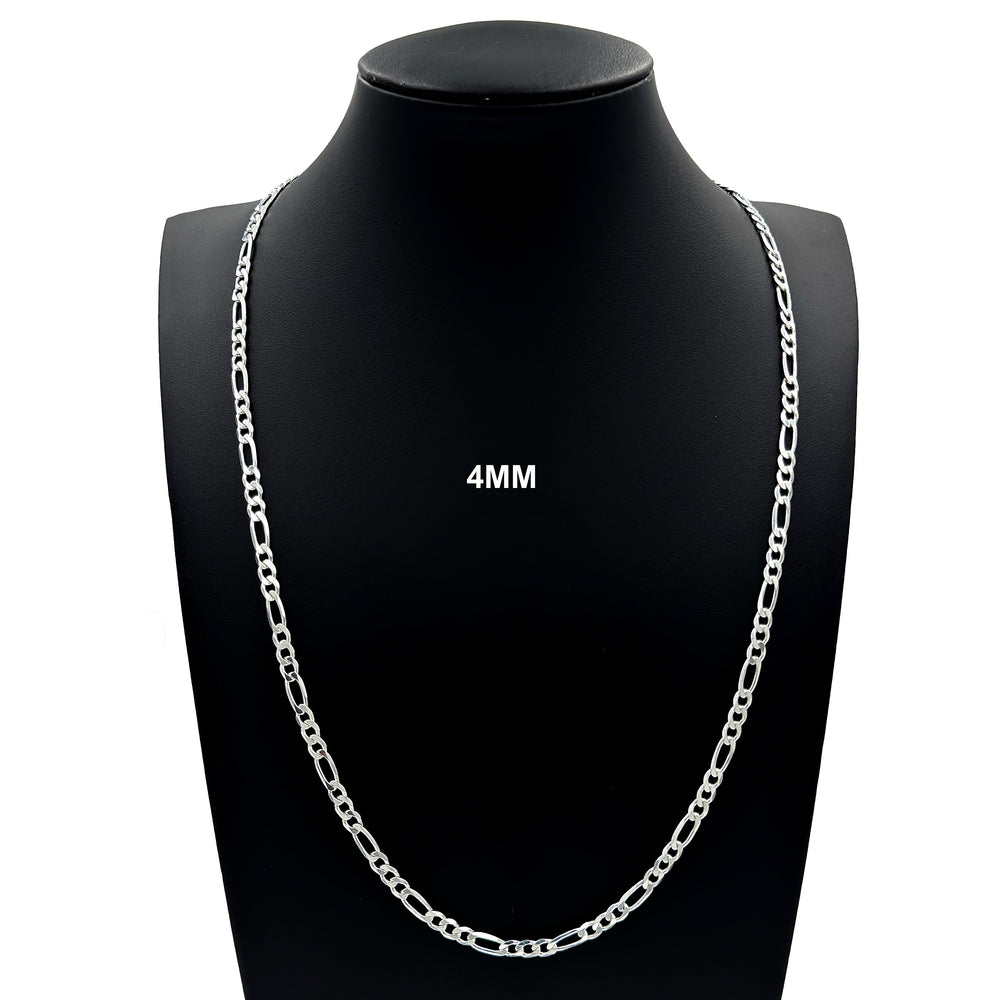4MM Solid 925 Sterling Silver Figaro Link Chain Necklace or Bracelet ITALY