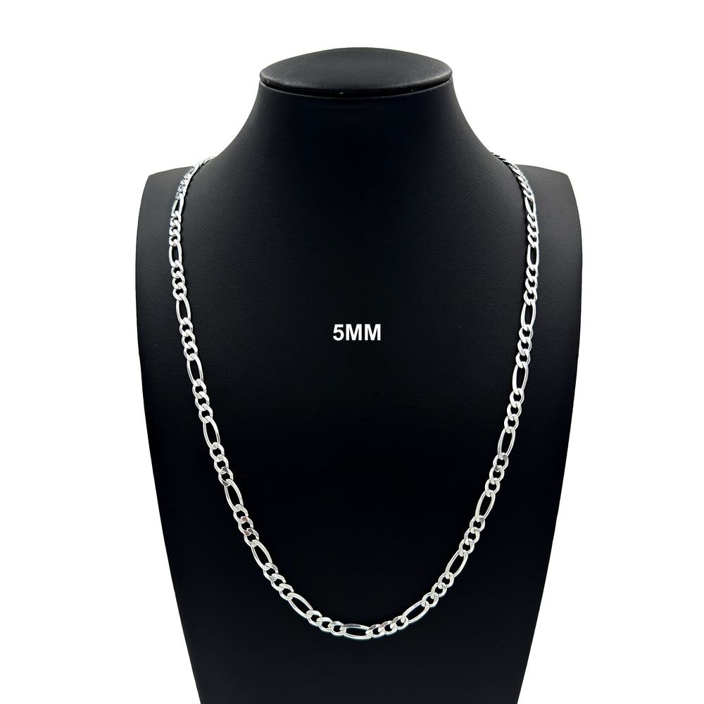 5MM Solid 925 Sterling Silver Figaro Link Chain Necklace or Bracelet ITALY