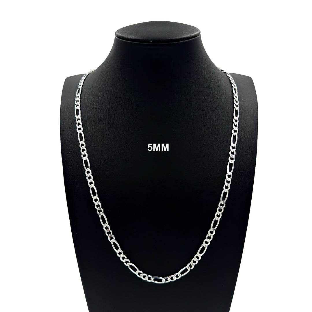 5MM Solid 925 Sterling Silver Figaro Link Chain Necklace or Bracelet ITALY