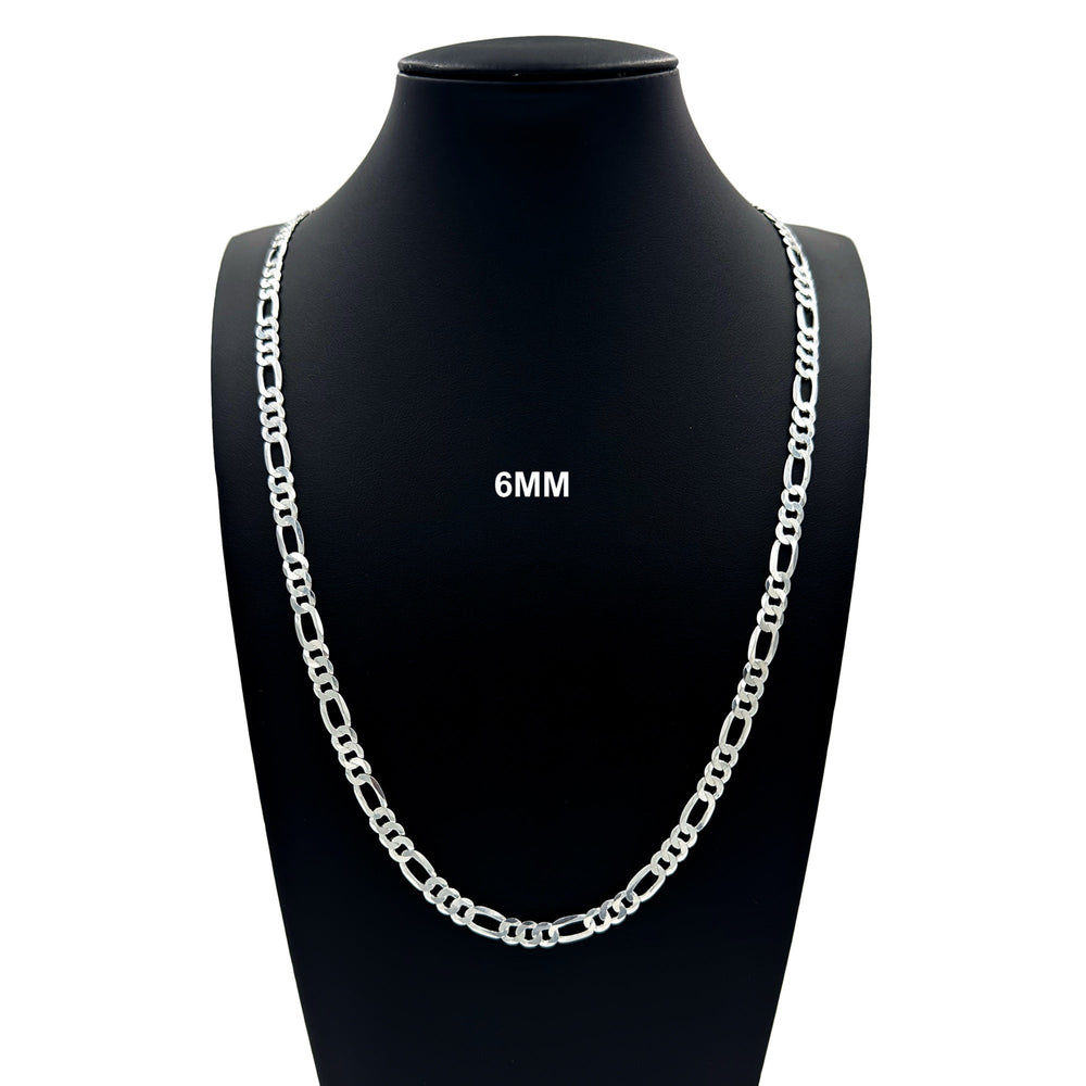 6MM Solid 925 Sterling Silver Figaro Link Chain Necklace or Bracelet ITALY