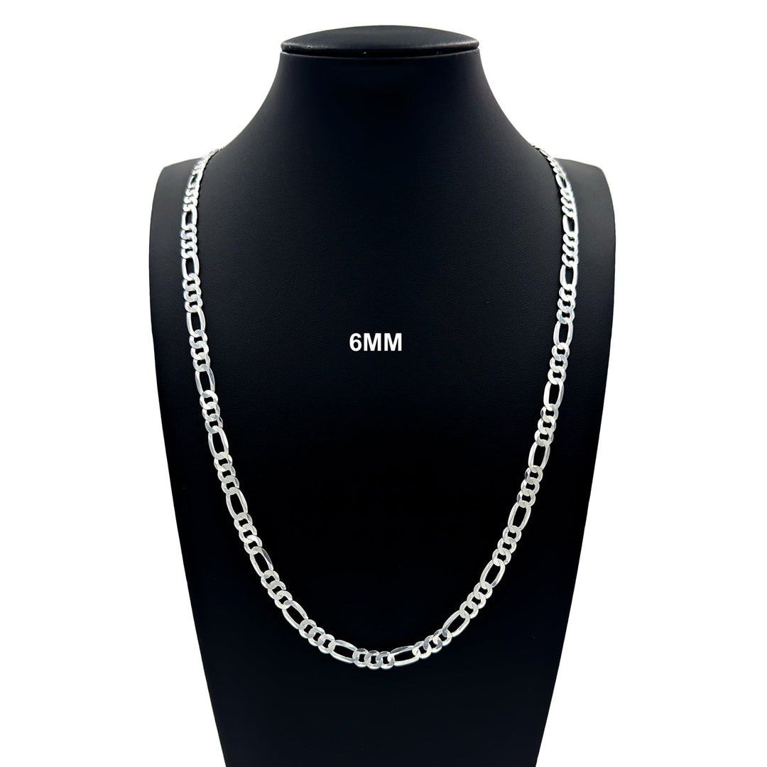 6MM Solid 925 Sterling Silver Figaro Link Chain Necklace or Bracelet ITALY