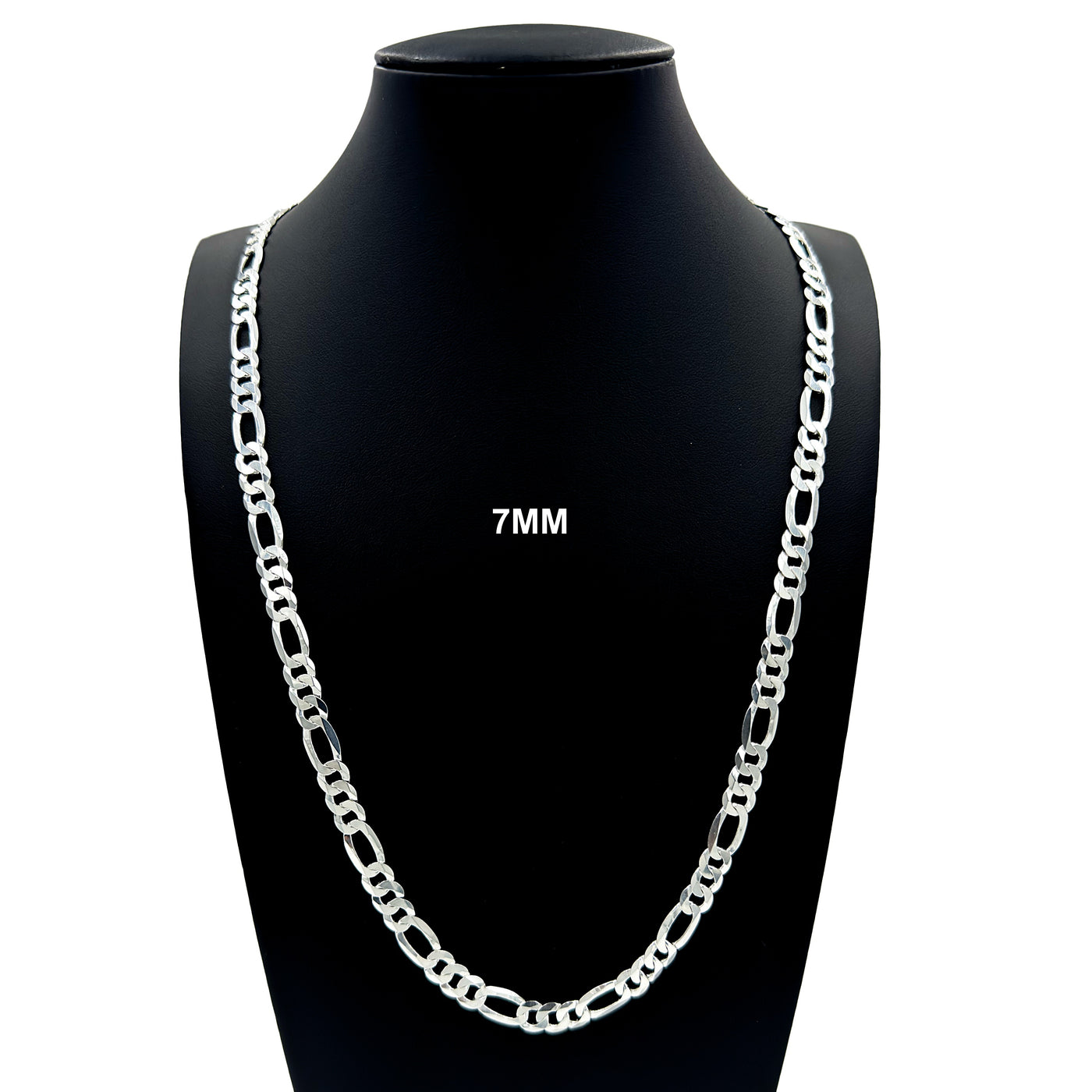Real 7MM Solid 925 Sterling Silver Italian FIGARO LINK CHAIN Necklace UNISEX