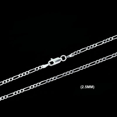 Real Solid 925 Sterling Silver Figaro Link Chain Necklace Bracelet 2.5mm 3mm 4mm 5mm 6mm 7mm 8mm 9mm Gift For Men & Women ITALY