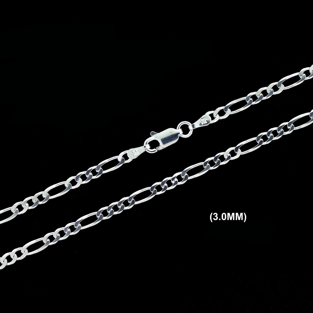 Real Solid 925 Sterling Silver Figaro Link Chain Necklace Bracelet 2.5mm 3mm 4mm 5mm 6mm 7mm 8mm 9mm Gift For Men &amp; Women ITALY