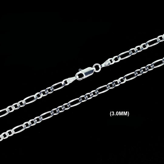 Real Solid 925 Sterling Silver Figaro Link Chain Necklace Bracelet 2.5mm 3mm 4mm 5mm 6mm 7mm 8mm 9mm Gift For Men &amp; Women ITALY