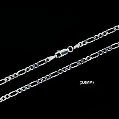 Real Solid 925 Sterling Silver Figaro Link Chain Necklace Bracelet 2.5mm 3mm 4mm 5mm 6mm 7mm 8mm 9mm Gift For Men & Women ITALY