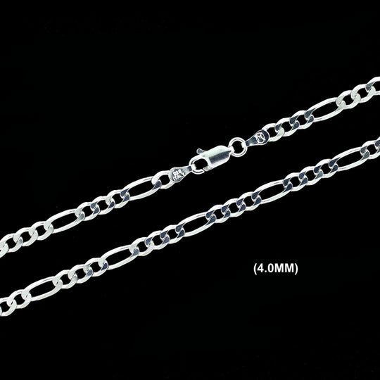 Real Solid 925 Sterling Silver Figaro Link Chain Necklace Bracelet 2.5mm 3mm 4mm 5mm 6mm 7mm 8mm 9mm Gift For Men &amp; Women ITALY